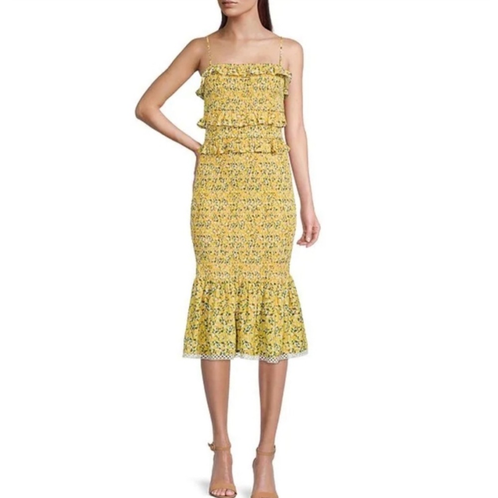 NWOT Antonio Melani Adalee Printed
Square Neck Ruffle Tiered
Smocked Dress